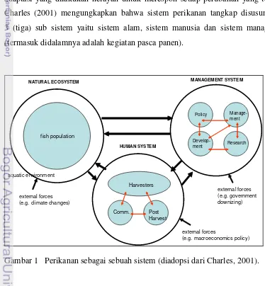 Gambar 1   Perikanan sebagai sebuah sistem (diadopsi dari Charles, 2001). 