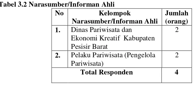 Tabel 3.2 Narasumber/Informan Ahli 