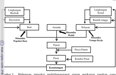 Gambar 3 Hubungan interaksi multidimensional sistem perikanan tangkap yang 