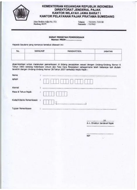 Gambar 3.7 Surat Perintah Pemeriksaan 