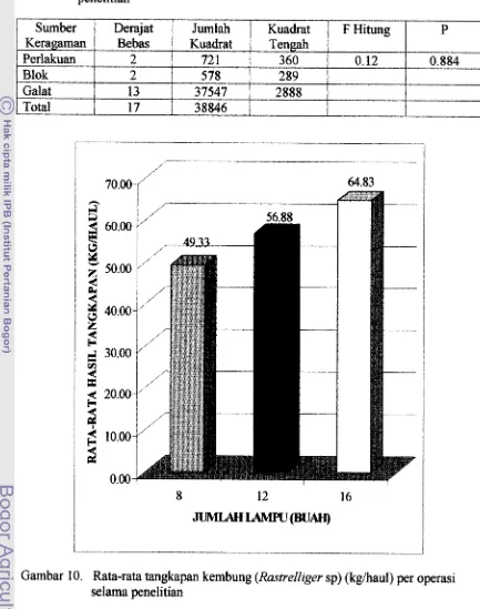Gambar 10. Rata-rata tangkapan kembung (Rastrelliger sp) (kg/haul) per operasi 