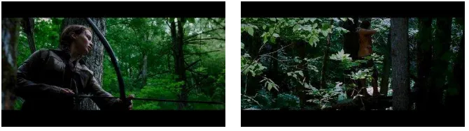 Gambar 2.3. Katniss Berburu       Gambar 2.4. Katniss Memanah  