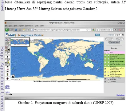 Gambar 2  Penyebaran mangrove di seluruh dunia (UNEP 2007) 