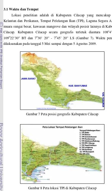 Gambar 8 Peta lokasi TPI di Kabupaten Cilacap 