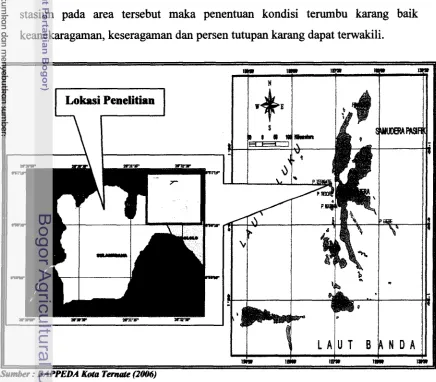 Gambar 5 Peta lokasi penelitian di perairan Sulamadaha. 