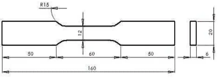 Gambar 14. Spesimen Uji Tarik standar ASTM B557.