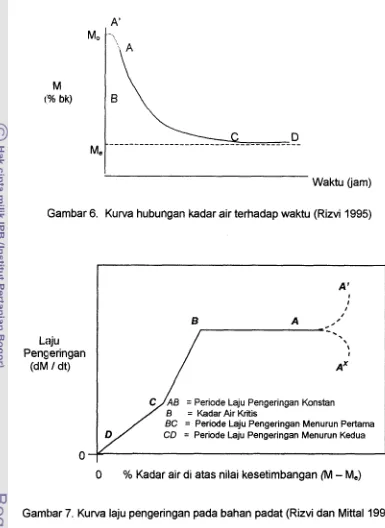 Gambar 6. Kurva hubungan kadar air terhadap waktu (Rizvi 1995) 