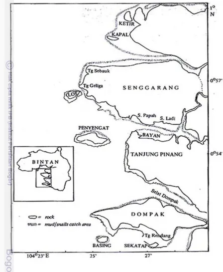 Gambar 3  Peta penyebaran gonggong di Kepulauan Riau.