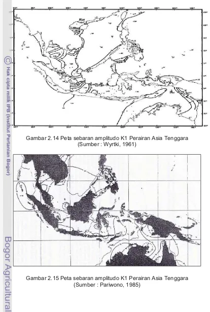 Gambar 2.14 Peta sebaran amplitudo K1 Perairan Asia Tenggara 