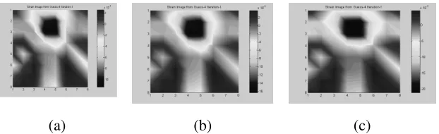 Figure 4. Reconstructed surface image of a circular foot print object,  center position          (a) Load a.1: 3260gr (b) Load a.2: 4180gr (c) Load a.3: 6260 