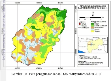 Gambar 10.  Peta penggunaan lahan DAS Wuryantoro tahun 2011 