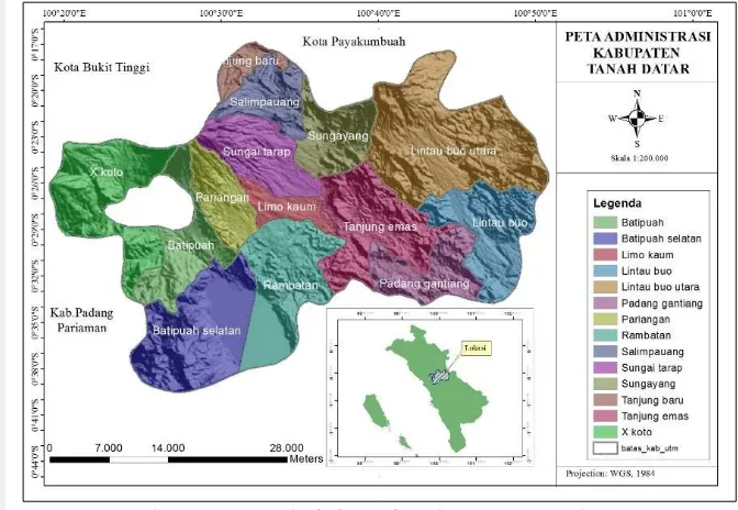 Gambar 2. Peta administrasi Kabupaten Tanah Datar 