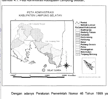 Gambar 4.1 : Peta Administrasi Kabupaten Lampung Selatan, 