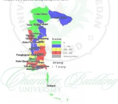Gambar 1  Jumlah kasus demam berdarah yang dilaporkan di Sulawesi Selatan tahun 2008  *Sumber:  Bagian Kawalan Penyakit, KKRI Sulawesi Selatan 2010 Model  