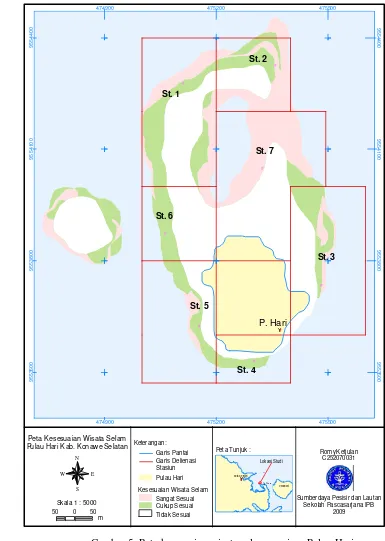Gambar 5  Peta kesesuaian wisata selam perairan Pulau Hari