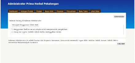 Gambar 4. merupakan screenshotmengetikkan alamat Prima Herbal di browsertampilan halaman awal dari Prima Herbal Online  dari Store