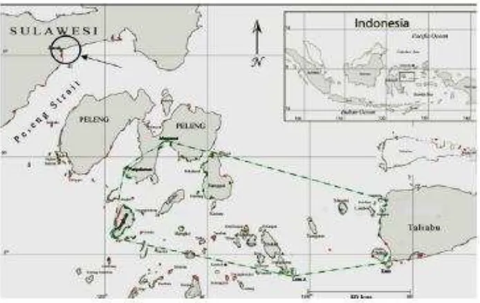 Gambar 4 Sebaran ikan Pterapogon kauderni di Kepulauan Banggai, Sulawesi 