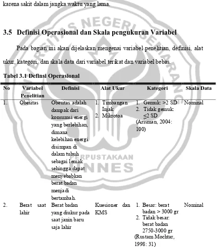 Tabel 3.1 Definsi Operasional 