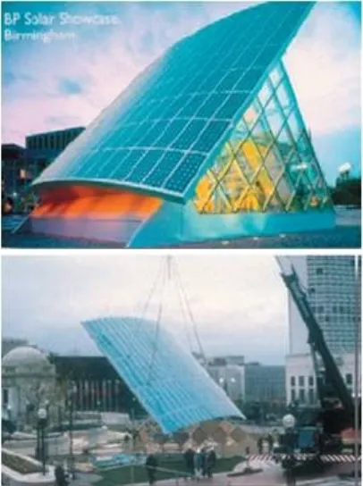 gambar. teknologi solar panel sebagai atap bangunan arsitektur