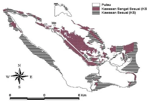 Gambar 8 Peta kesesuaian kawasan budidaya rumput laut berdasarkan parameter fisik kimia perairan