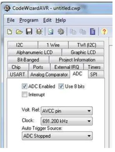 Gambar 8 Tampilan Code Wizard AVR pengaturan ADC