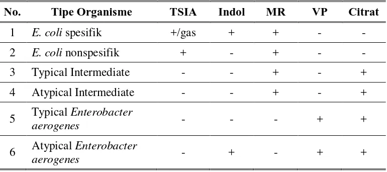 Tabel 4   Hasil reaksi IMVIC, TSIA dan UREA 