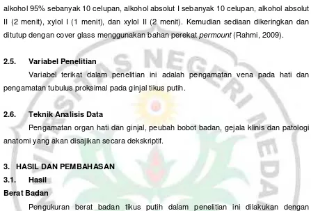 Table 4.1. selisih berat badan awal dan akhir tikus putih selama perlakuan