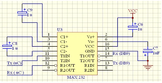 Gambar 3.6. Rangkaian IC MAX232 