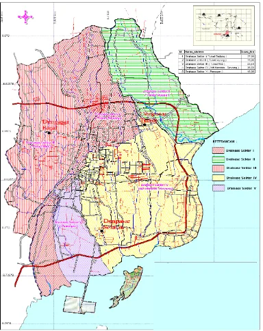 Gambar 1.1 Pembagian Sistem Jaringan Drainase Wilayah DenpasarSumber: Bappeda Kota 