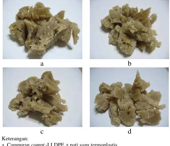 Gambar 11. Produk plastik komposit pencampuran compt.-PE dengan pati 