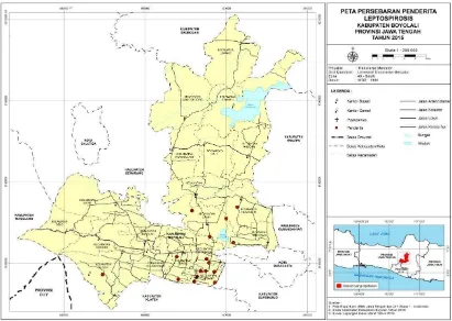 Gambar.1 Peta persebaran penderita leptospirosis di Kabupaten Boyolali Tahun 2015 