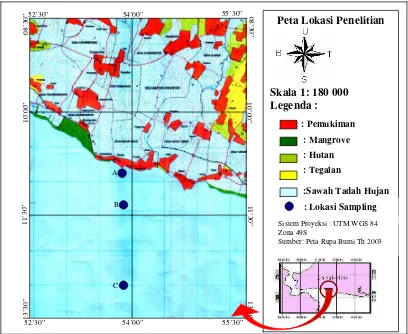 Gambar 3 Lokasi penelitian di Perairan Selat Madura. 