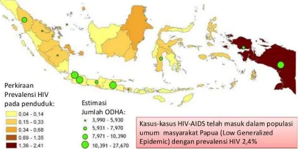 Gambar 1.1 Peta Epidemi HIV AIDS di Indonesia Tahun 2014 