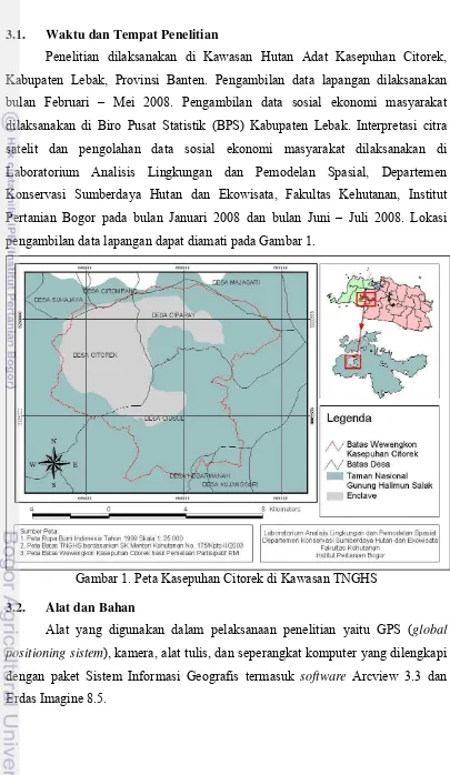 Gambar 1. Peta Kasepuhan Citorek di Kawasan TNGHS 