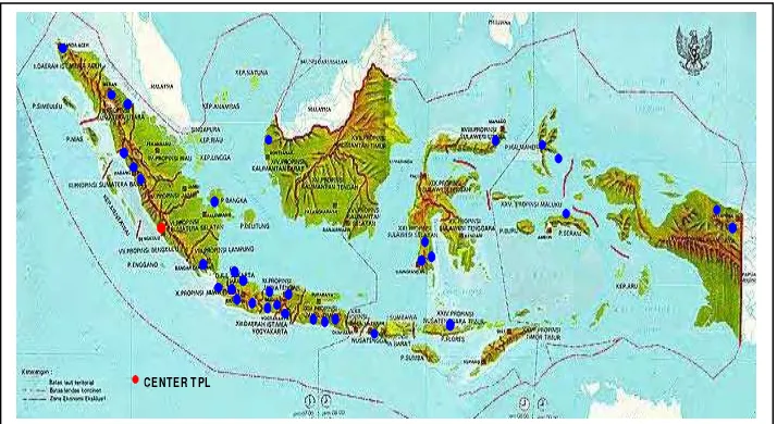 Gambar 4  Lokasi penyebaran SMK bidang kelautan dan perikanan serta                    SUPM program studi TPL di seluruh Indonesia 