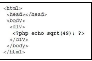 Gambar 2.2 Contoh kode PHP di dalam kode HTML (Vaswani, 2009)