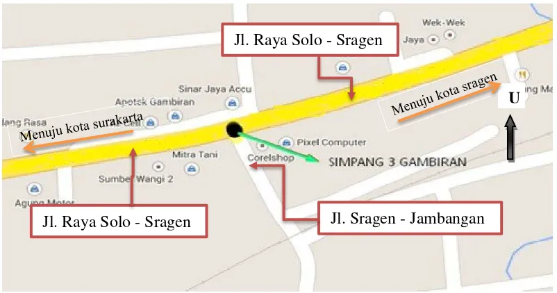 Gambar 1.1 Peta Lokasi Simpang Pungkruk, Sragen 