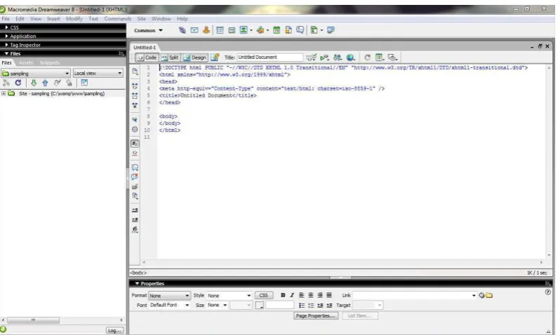 Gambar 2.9 Tampilan Default Dreamweaver 8.0 