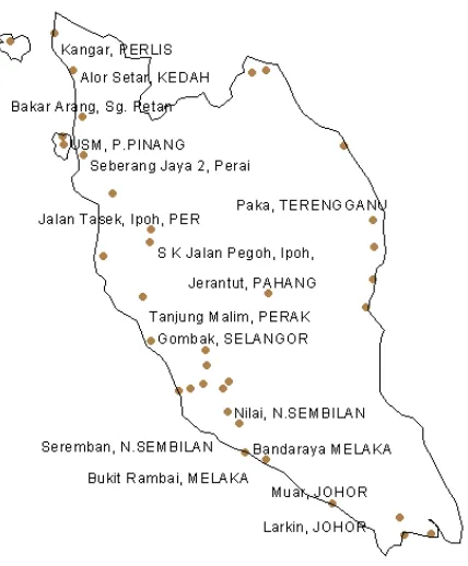 Figure 6. Air pollutions stations used in current study 