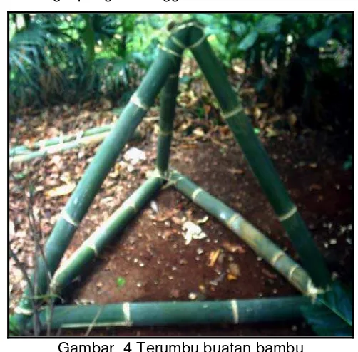 Gambar  4 Terumbu buatan bambu  