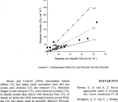 Gambar 3. Perbandingan Fluks CO2 dari Rizosfer dan Non Rizosfer 
