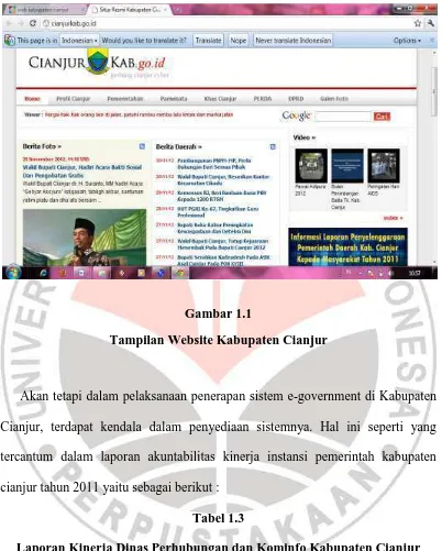 Gambar 1.1 Tampilan Website Kabupaten Cianjur 