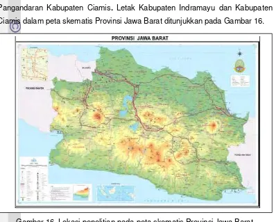 Gambar 16. Lokasi penelitian pada peta skematis Provinsi Jawa Barat 