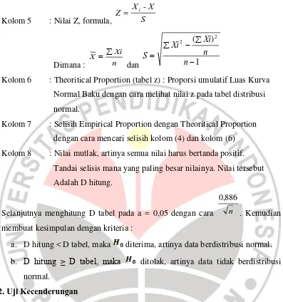 Kriteria Kecenderungan Variabel X Tabel 3.3 Kriteria Kecenderungan 