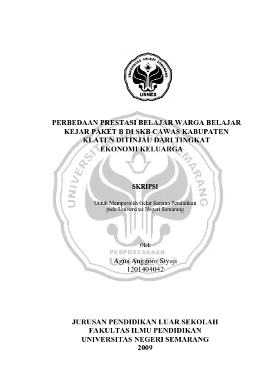 PERBEDAAN PRESTASI BELAJAR WARGA BELAJAR KEJAR PAKET B DI SKB CAWAS ...