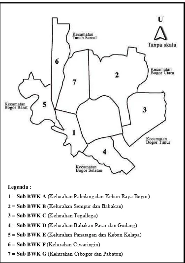 Gambar 3. Peta Pembagian Sub BWK Kecamatan Bogor Tengah 