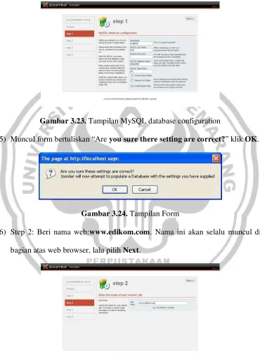 Gambar 3.23. Tampilan MySQL database configuration 
