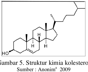 Gambar 5. Struktur kimia kolesterol 