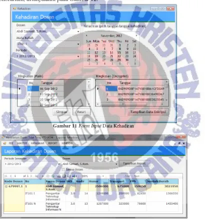 Gambar 11 Form Input Data Kehadiran 