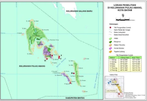 Gambar 4 Peta lokasi penelitian di Kelurahan Pulau Abang Kota Batam 